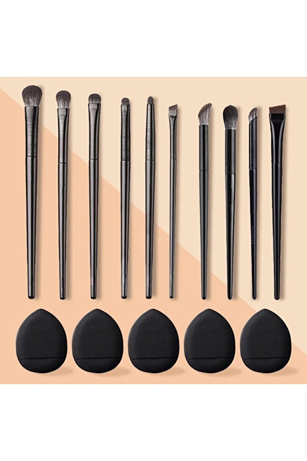 A0119-1set أسود، مجموعة فرش ظلال العيون ذات الشعيرات الناعمة بالجملة، 10 قطع، لوضع مكياج العيون ودمجها وتظليلها E