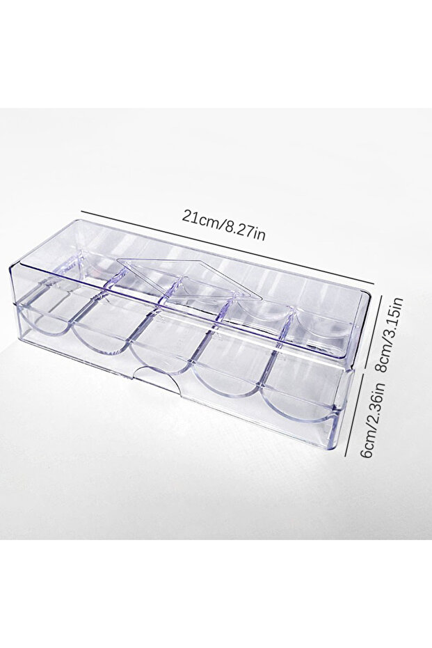 Clear 【ST】Portable 100 Chips Poker Chip Tray Box With For Casino Game 24 X 8 X 5cm Chips Poker Chips