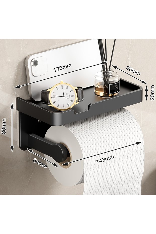 Black Toilet Paper Holder Kitchen Towel Holder Napkin Dispenser Toilet Roll Holder Cabinet Storage B
