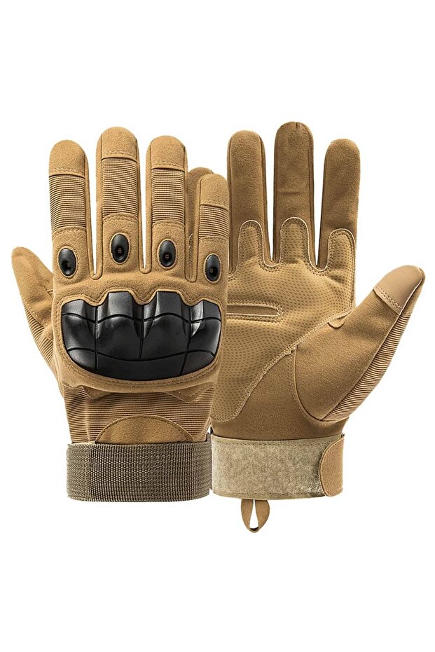 Beige Long Boneless Tactical Gloves - Biker Airsoft Gloves