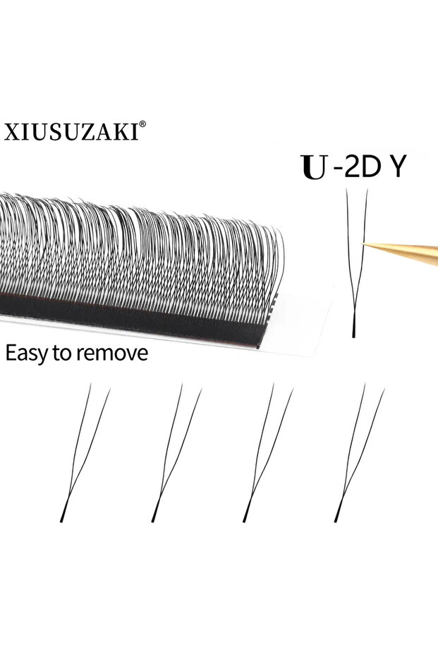 MIX 8-15mm C U 2D Y XIUSUZAKI U YY Lashes Extensions Matte Black Natural Single Tip U Shape 2D Y Eye