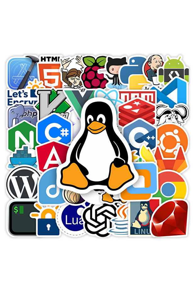 50 قطعة ملصقات برمجة للمطورين والهاكرز، ملصقات فينيل لتصميم الويب بلغات JS و Docker و HTML - 1