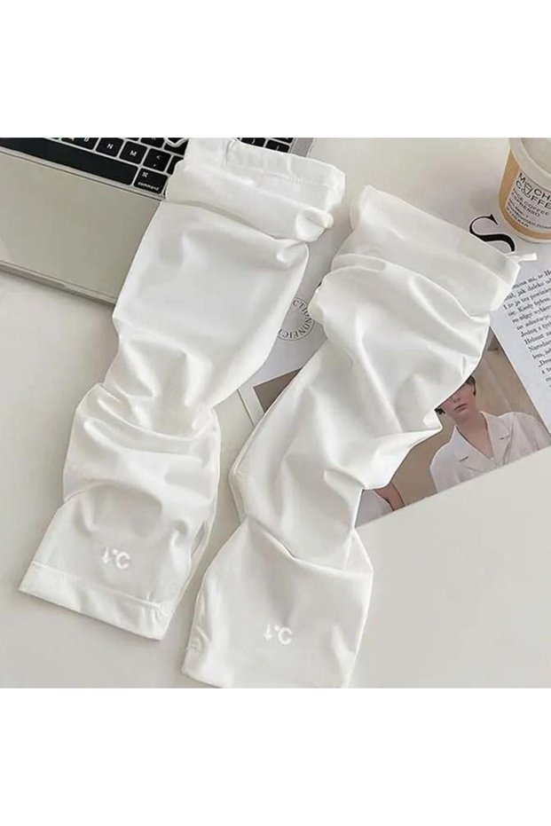 WHITE Summer Arm Sleeves Cover Breathable Fabric Athletic Sports Sleeves for Fitness Hiking Climbin