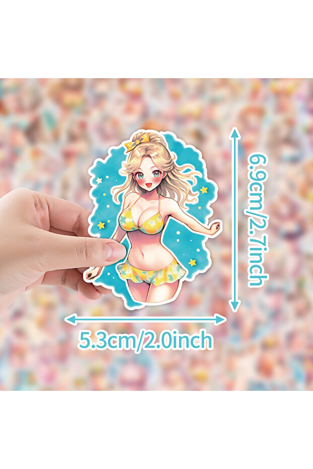MULTI 100 Pcs Cartoon Bikini Cartoon Sickers, Car Phone Water Cup Decoration Stickers, Waterproof St