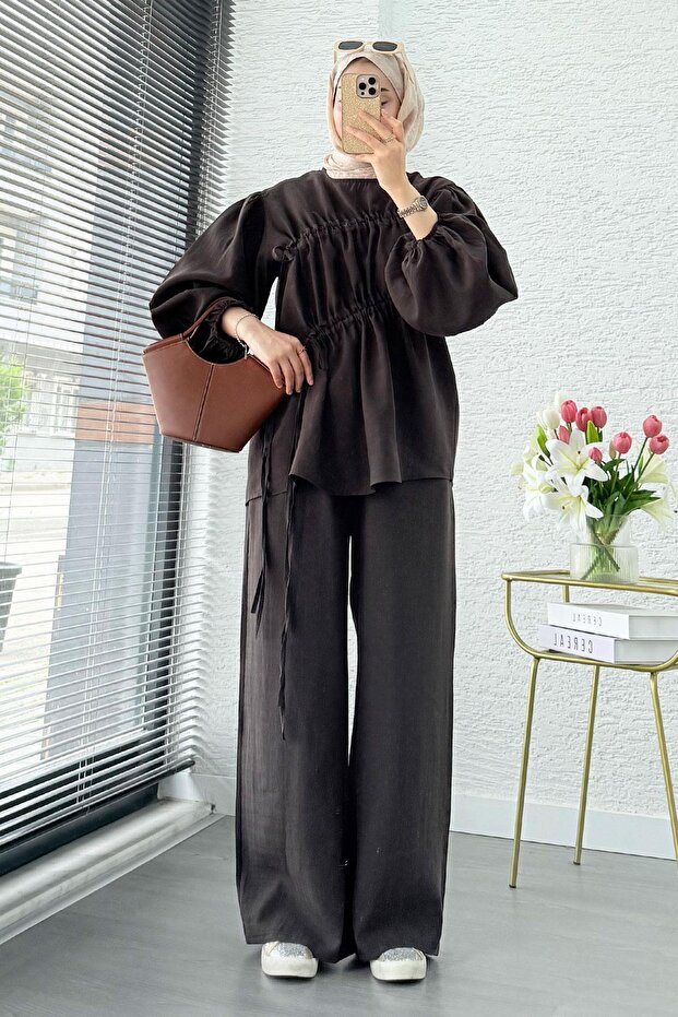 Premium Drawstring Detailed Modal Set – Brown