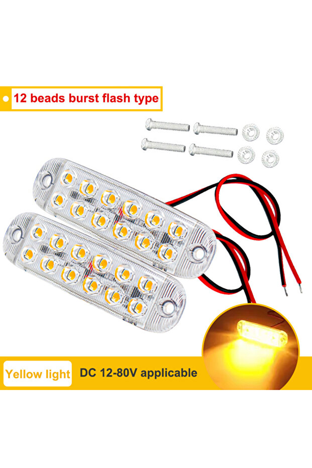 Yellow 2pcs BLALION 12 Led Strobe Side Warning Lights Strobe Grille Flashing Lightbar Car Truck Sign