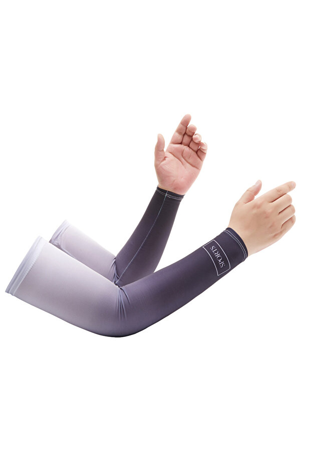 L black Gradient Cycling Arm Sleeves Summer Men Women UV Protective Elastic Ice Silk Arm Covers Trav