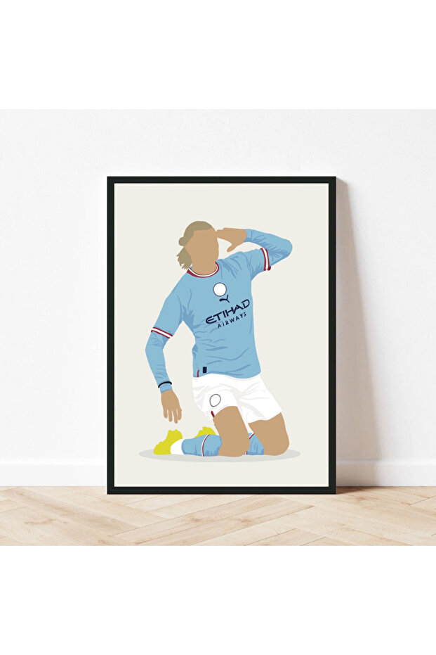 Erling Haaland Minimal Illustration Poster with Frame 30x40cm