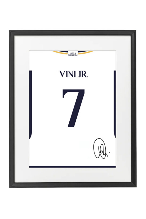 Vini Jr. Real Madrid 2023-24 Autographed Jersey Poster with Frame 50x40cm