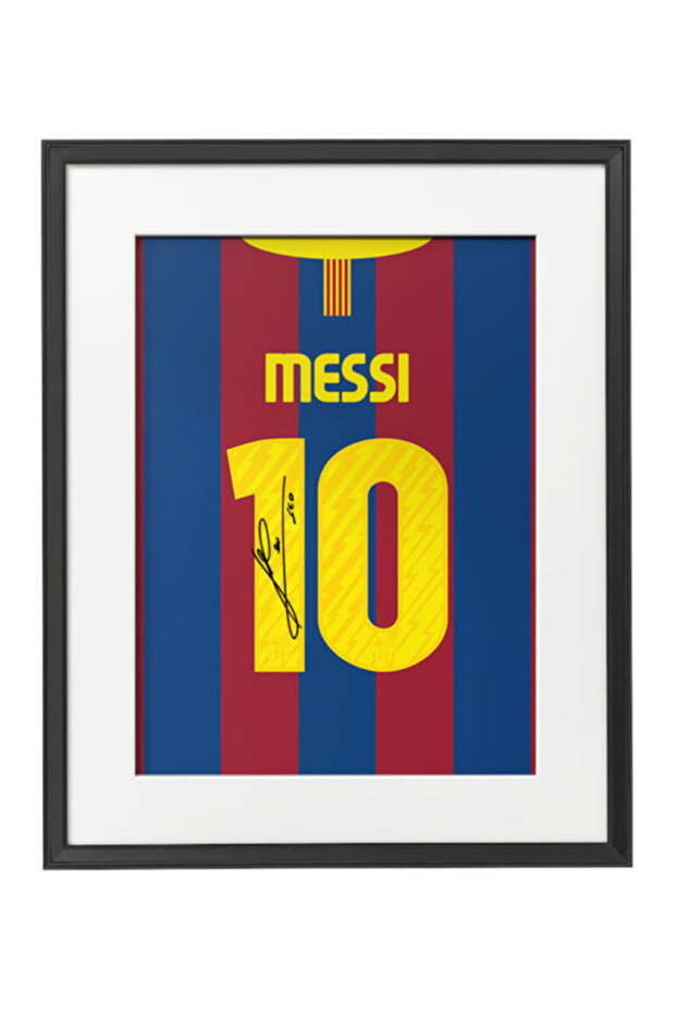 Lionel Messi Barcelona 2010-11 Autographed Jersey Poster with Frame 50x40cm