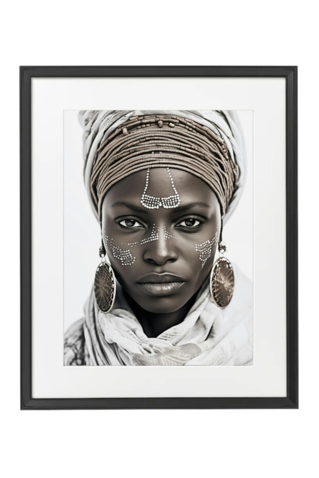 African Woman Afrocentric, African Art, Home Décor Wall Art, Poster with Frame 50x40cm