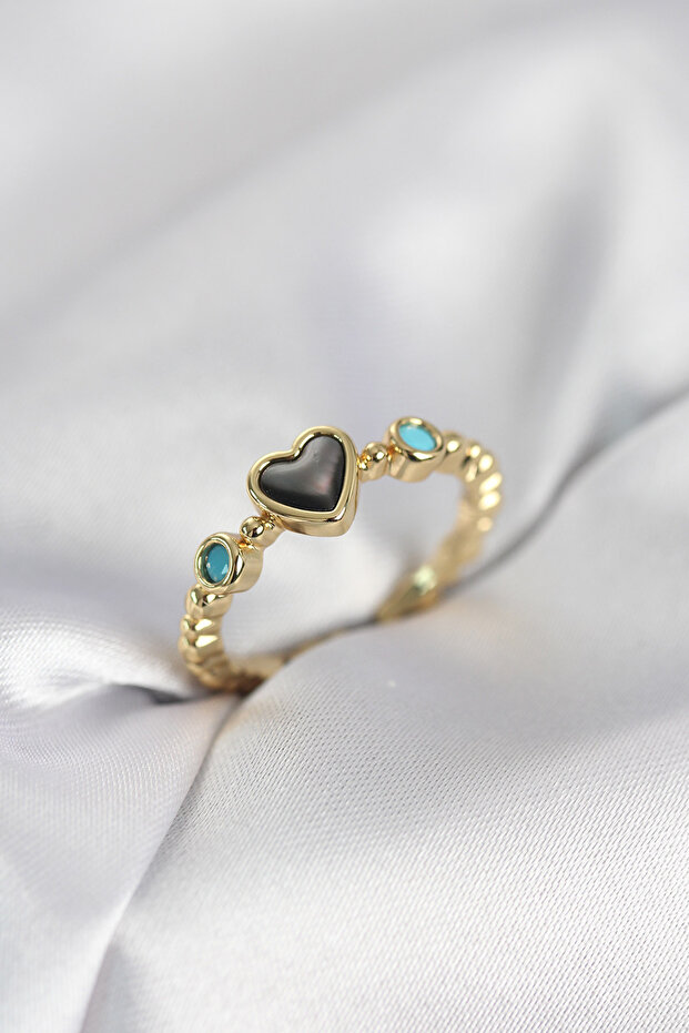 Gold Color Hematite Stone Women's Ring 5886 - Classic and Evening Dress Models