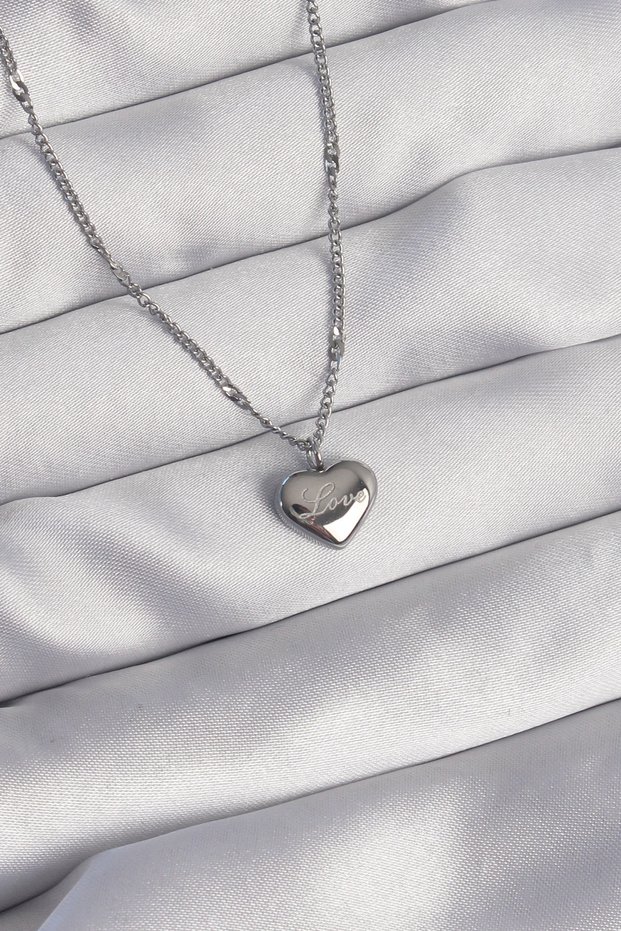 316L Steel Silver Color Heart Model Love Necklace 5886 - Glst2581-3312