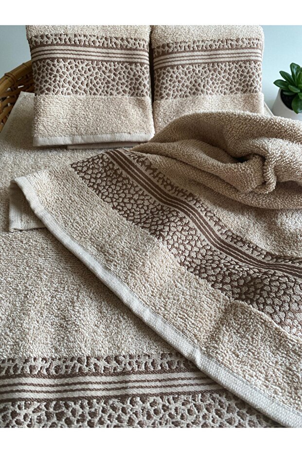 Leopard Series Brown Color 4-Piece Towel Set 40X55 cm Kitchen-Bath-Travel-Gift-Presentation-100% Cotton-Quick Drying