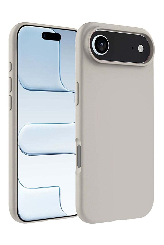 Silicone Protective Phone Case for iPhone 17 Air , Soft Anti-Scratch Microfiber Lining Ultra Slim Drop Protection Phone Cover - Natural Titanium