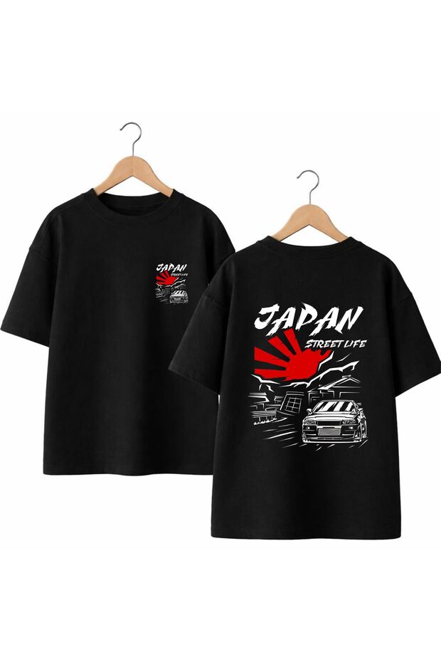 Joban Life Back and Front Chest Printed 100% Cotton Oversize Loose Regular Fit Crew Neck T-Shirt