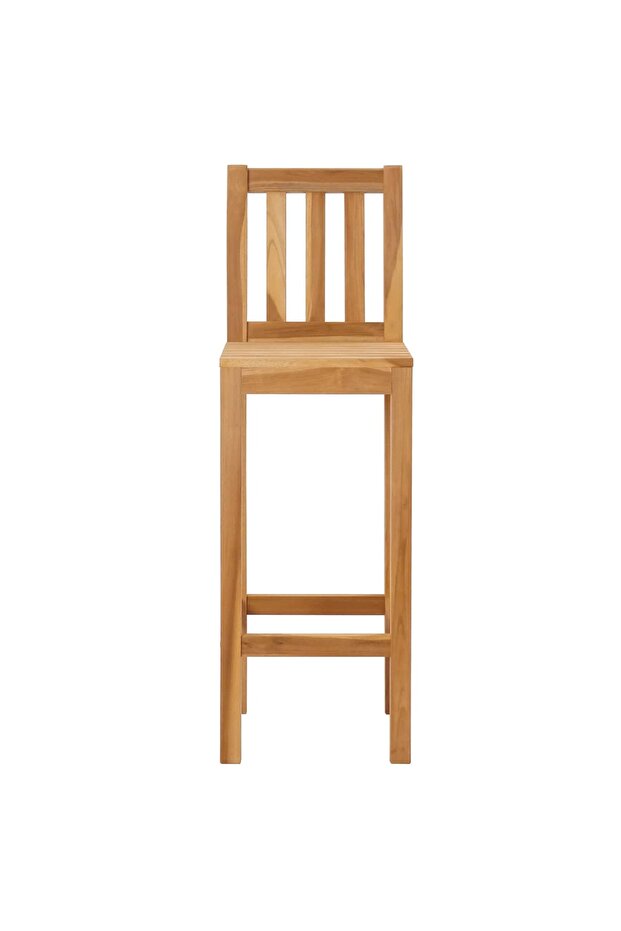 Scaun de bar 2 pcs Maro Lemn solid de tec - 4