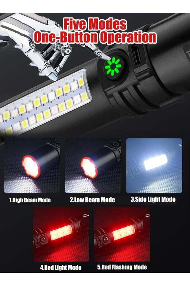 Rechargeable Flashlight Handheld Flashlights 2 in 1 Rechargeable Flashlight with Plastic Hook - 6