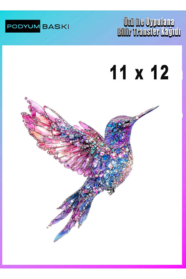 Iron-On Textile T-Shirt with Stone Bird Print