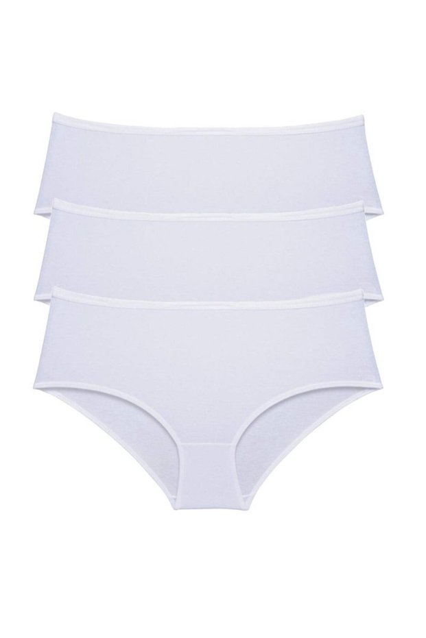 Glb-Stl41414 3 Pieces Women's High Waist Bato Panties White