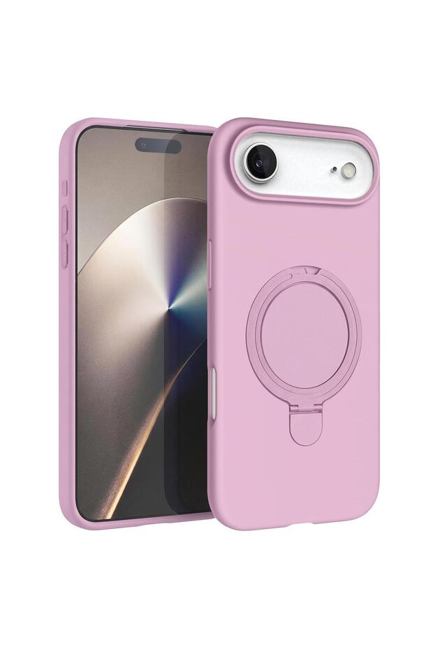 حافظة متوافقة مع هاتف Apple iPhone 17 Air من نوع Aura Stand MagSafe باللون الوردي