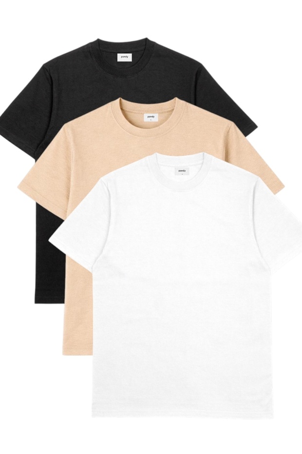 Pachet de 3 tricouri oversize basic cu gât rotund