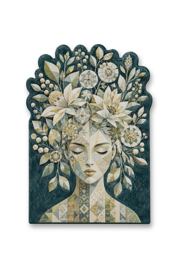 Sdt Women's Theme Patterned Modern Woven Base Decorative Carpet Sdt1470