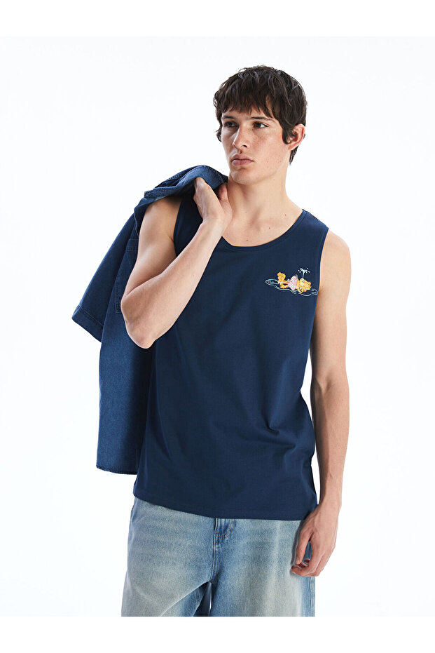 Nevavm Oval Collar Printed Men's Undershirt with Difference
