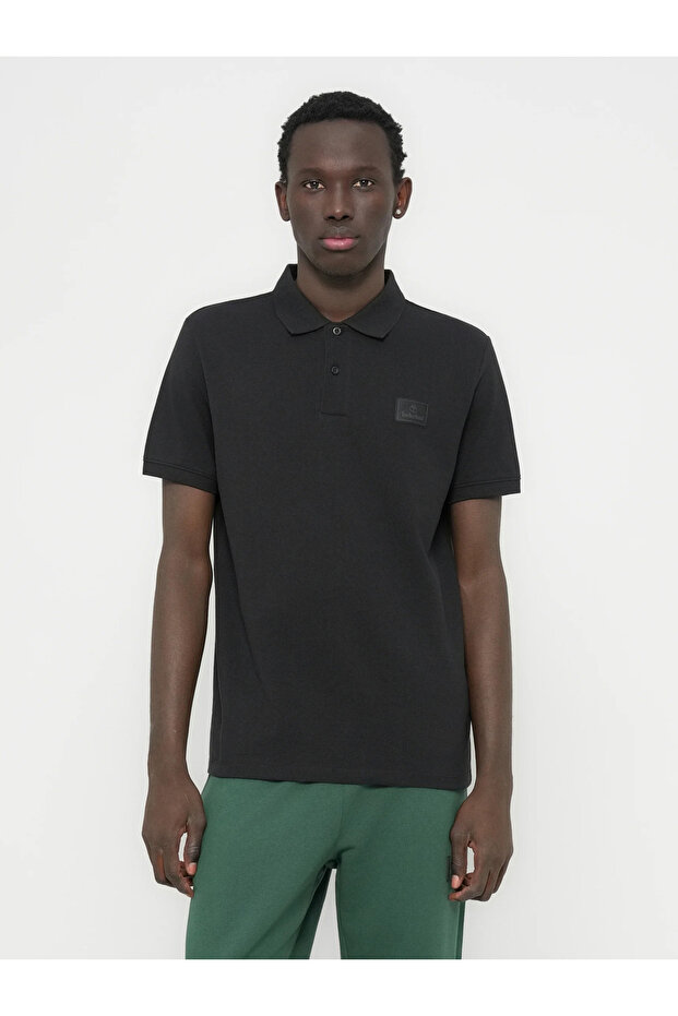 Silicon Badge Polo Men's Black T-Shirt