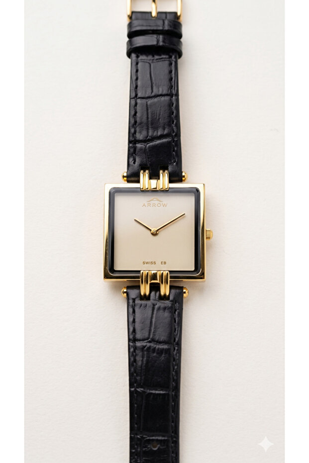 KVOGUES BIG FACE SQUARE 5930 L BEIGE DIAL - WOMEN'S QUARTZ