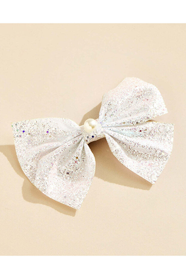Girls White Bow Hair Clip