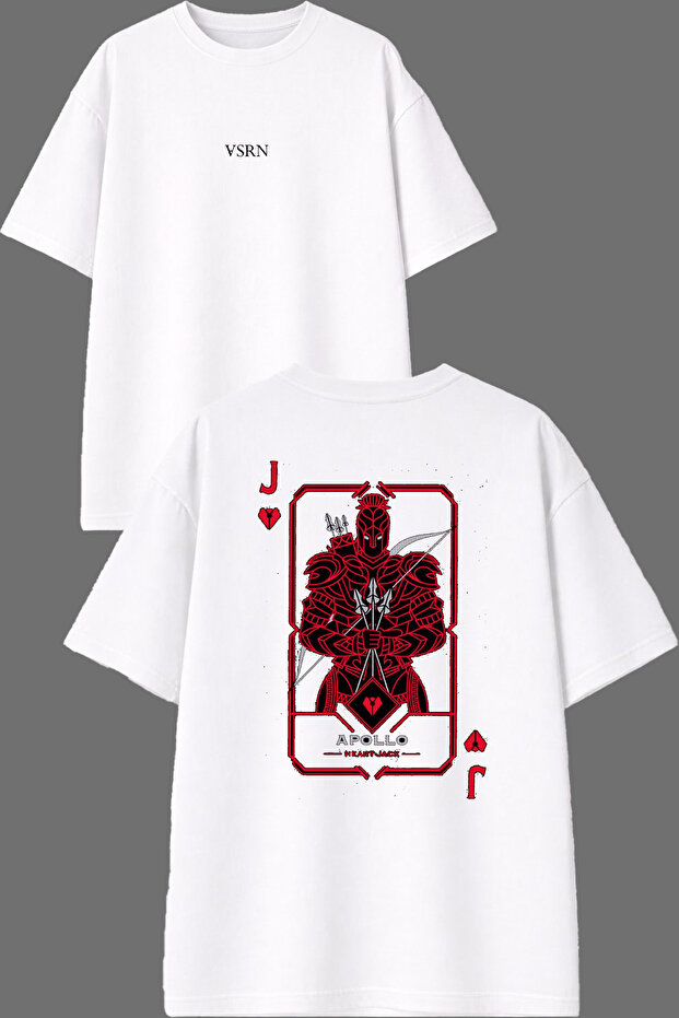 J Kart Design Front and Back Printed White Oversize T-Shirt