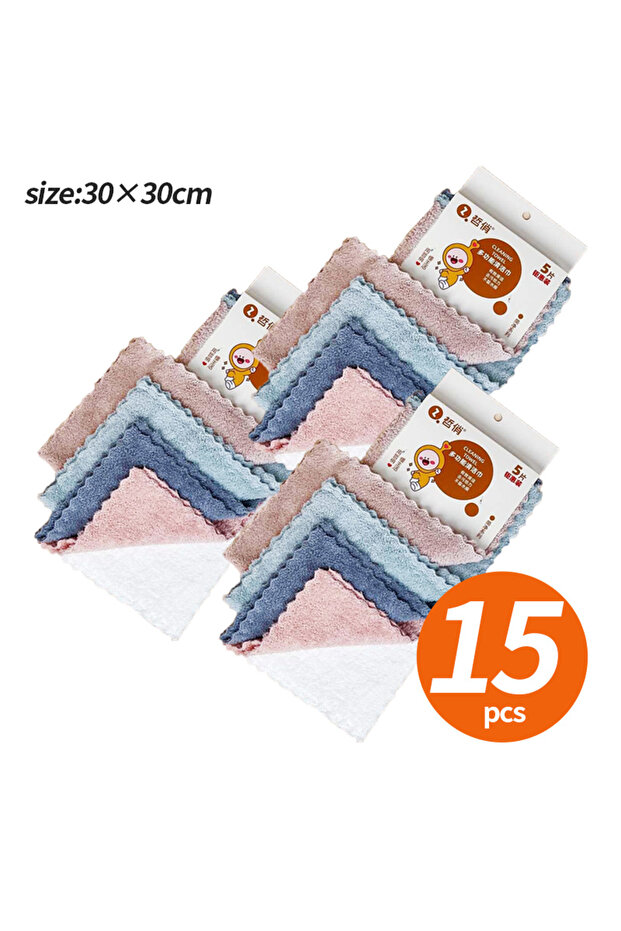 15 PCS Super Absorbent Microfiber Cleaning Cloth Quick Dry Reusable Multipurpose Dishcloth For Kitch