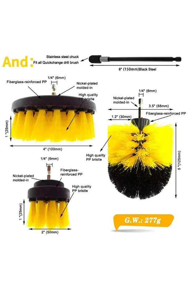 SET B Electric Scrubber Brush Drill Brush Kit Power Drills Scrubber Brush & Rod For Carpet Glass Ca