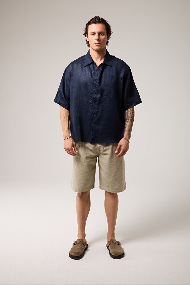 Belted Linen Shorts