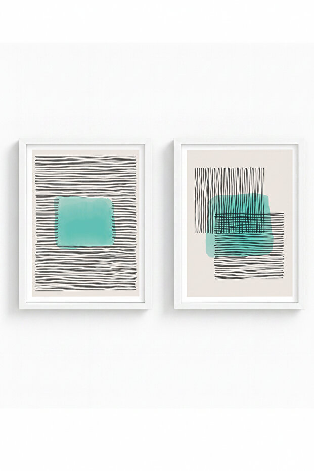 White Wooden Framed 2 Piece Set Painting Huhu141