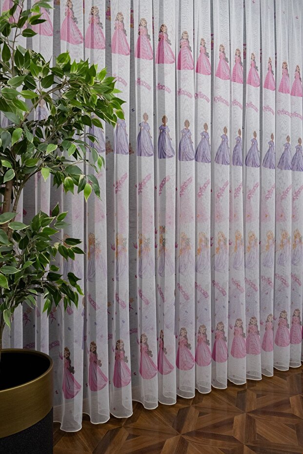 Children's Room Colorful Princess Model 2-Layer Pleated Tulle Curtain