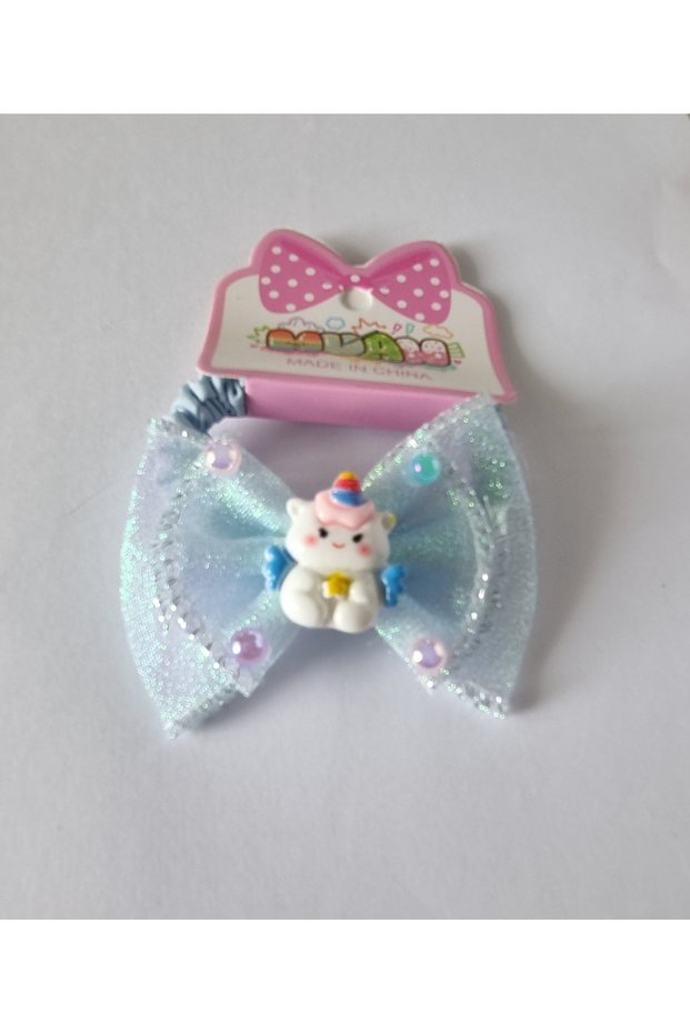Girl's Unicorn and Figured Bow Hair Clip Set Shiny Elastic Hair Clip