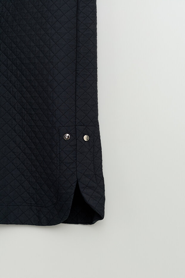 Plus Size Thin Quilted Overcoat - Black - 4