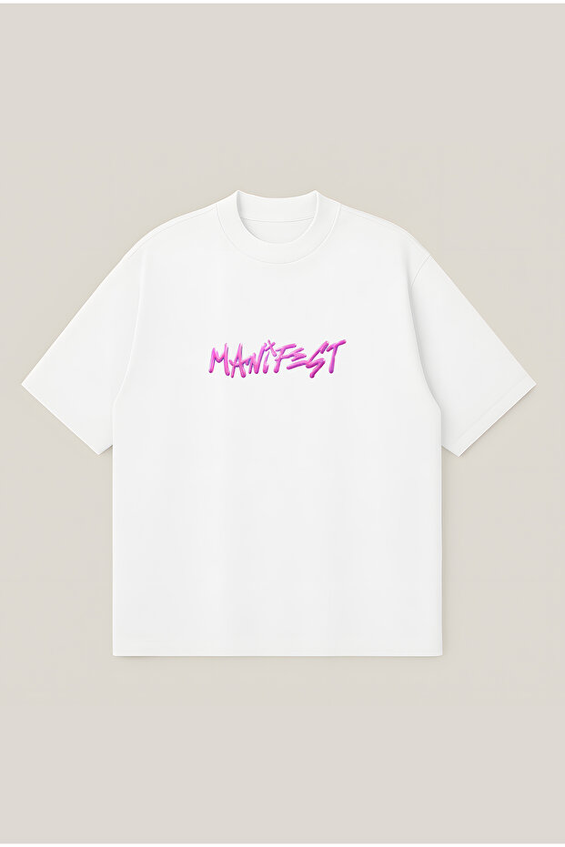 Pink Manifest Oversize Boxy Cut Unisex 100% Cotton Printed Tshirt | Streetwear