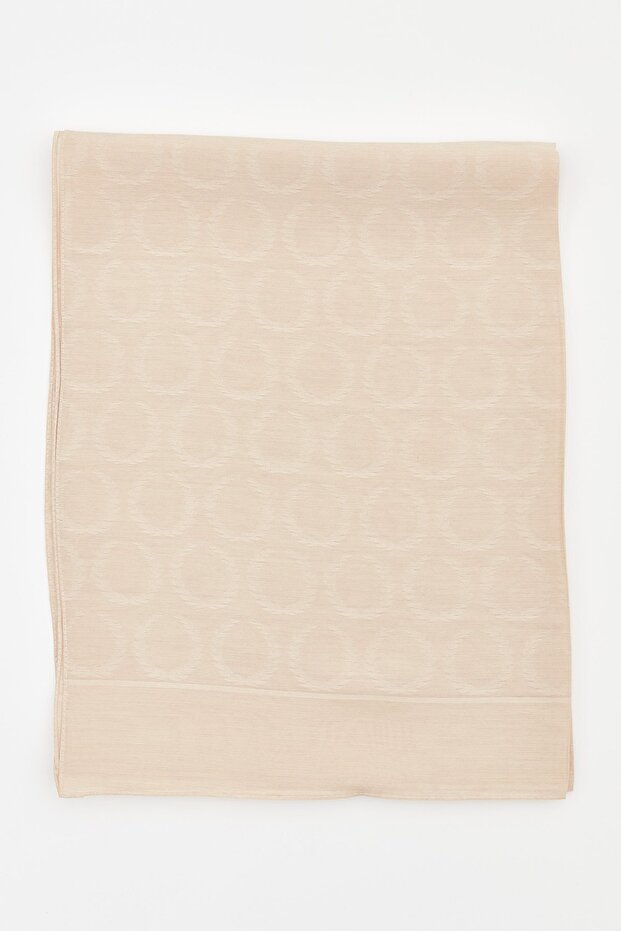 Silk Wool Spike Pattern Shawl - Beige - 3