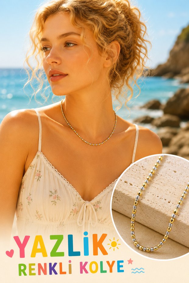 Women's Steel Dorika Necklace - Sparkling Two-Tone Summer Necklace