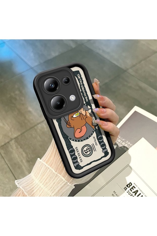 Poco M6 Pro 4g Compatible High Quality Cartoon Printed Impact Proof Black Silicone Case