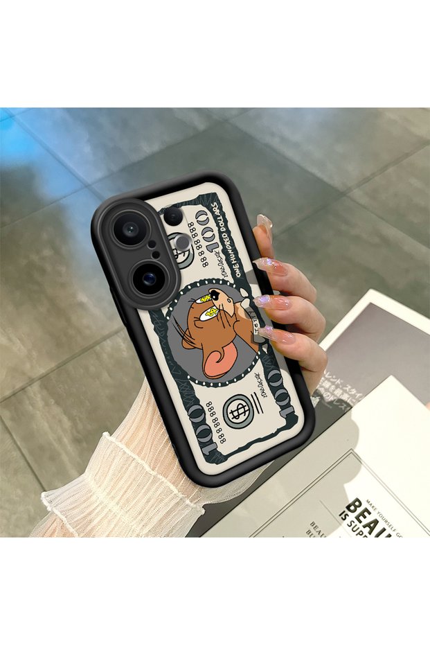 Vivo X200 Fe Compatible High-Quality Cartoon Printed Shockproof Black Silicone Case