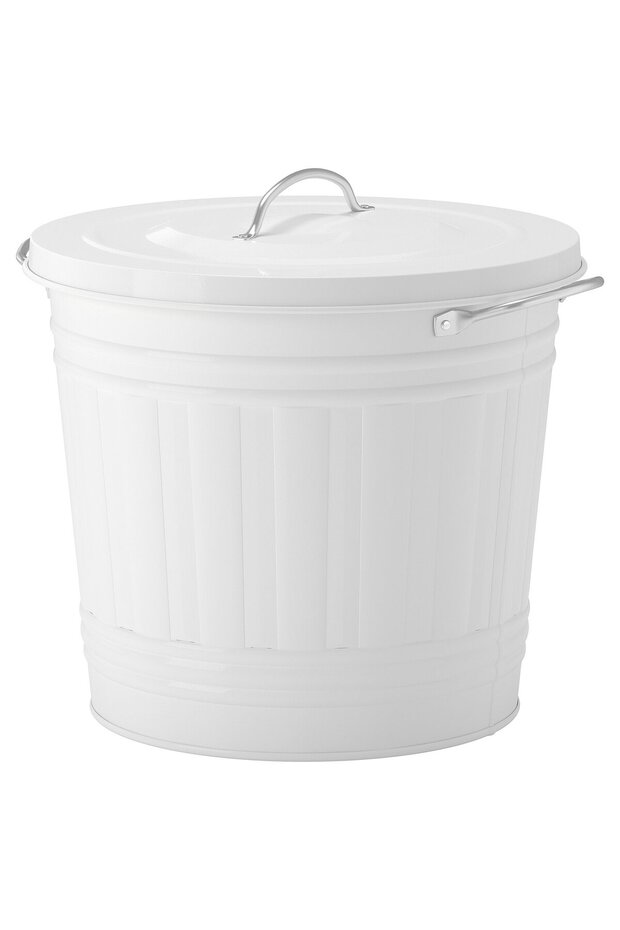 KNODD Bin with lid, white, 16 l
