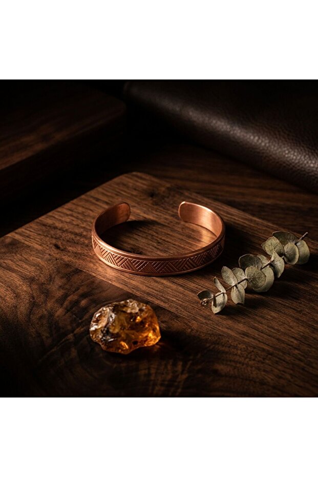 Handcrafted Patterned Pure Copper Bracelet – Adjustable Natural Copper – Unisex Authentic Design Weave
