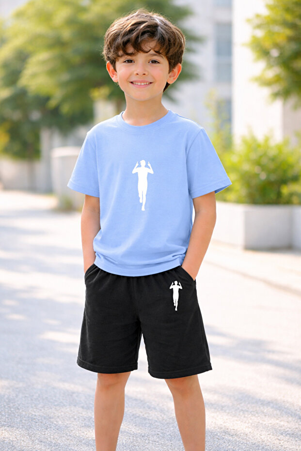 Boy's Shorts Set Printed Cotton Summer Comfortable Fit Sports Combination