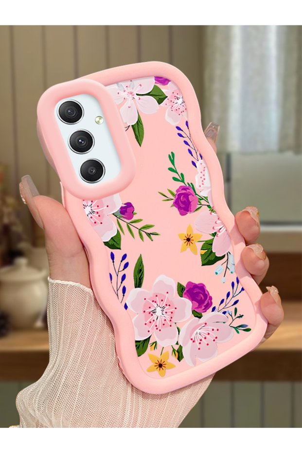 Samsung Galaxy A34 5g Compatible Case Camera Protector Pink Silicone Couple Phone Case Floral Pattern