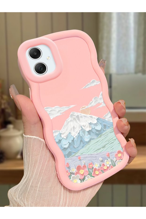 Samsung Galaxy A05 Compatible Case Camera Protector Pink Silicone Couple Phone Case Landscape Pattern
