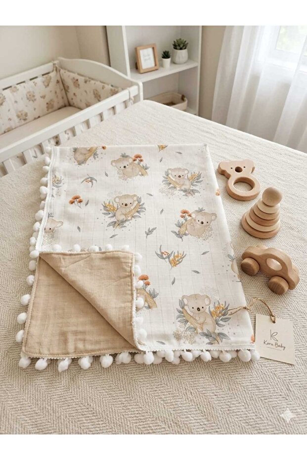 Muslin Baby Blanket Children's Blanket Swaddle Stroller Double-Sided Blanket 80X100